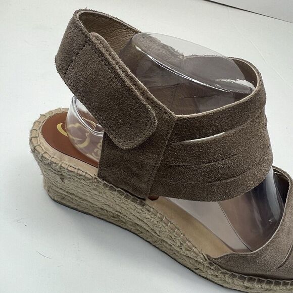 Kanna Tan Suede Espadrilles Wedge Sandals Size 9.5 41 Ankle Strap - Picture 6 of 11